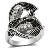 Alamode Rhodium Brass Ring with AAA Grade CZ in Clear - Alamode