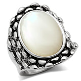 Alamode Rhodium Brass Ring with Precious Stone Conch in White - Alamode