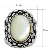 Alamode Rhodium Brass Ring with Precious Stone Conch in White - Alamode - Flyclothing LLC
