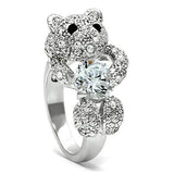 Alamode Rhodium Brass Ring with AAA Grade CZ in Clear - Alamode