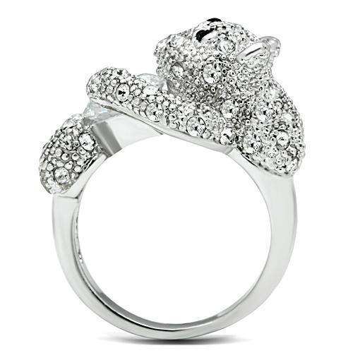 Alamode Rhodium Brass Ring with AAA Grade CZ in Clear - Alamode - Flyclothing LLC
