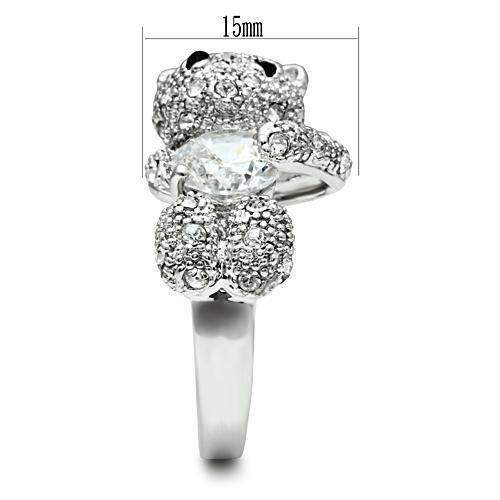 Alamode Rhodium Brass Ring with AAA Grade CZ in Clear - Alamode - Flyclothing LLC