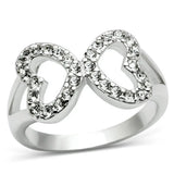 Alamode Rhodium Brass Ring with Top Grade Crystal in Clear - Alamode - Flyclothing LLC