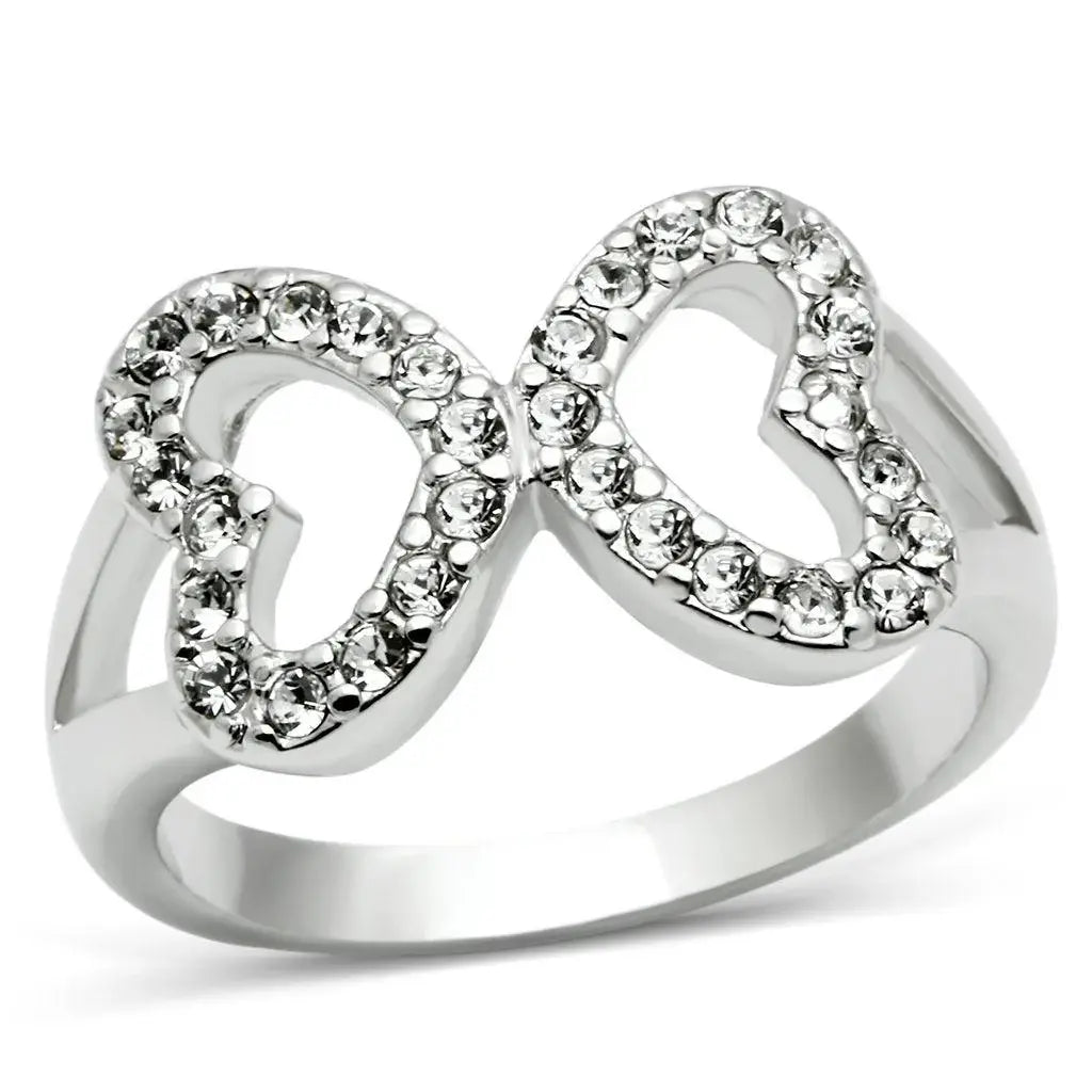 Alamode Rhodium Brass Ring with Top Grade Crystal in Clear - Alamode - Flyclothing LLC