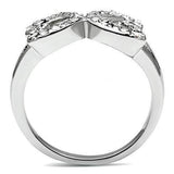 Alamode Rhodium Brass Ring with Top Grade Crystal in Clear - Alamode - Flyclothing LLC