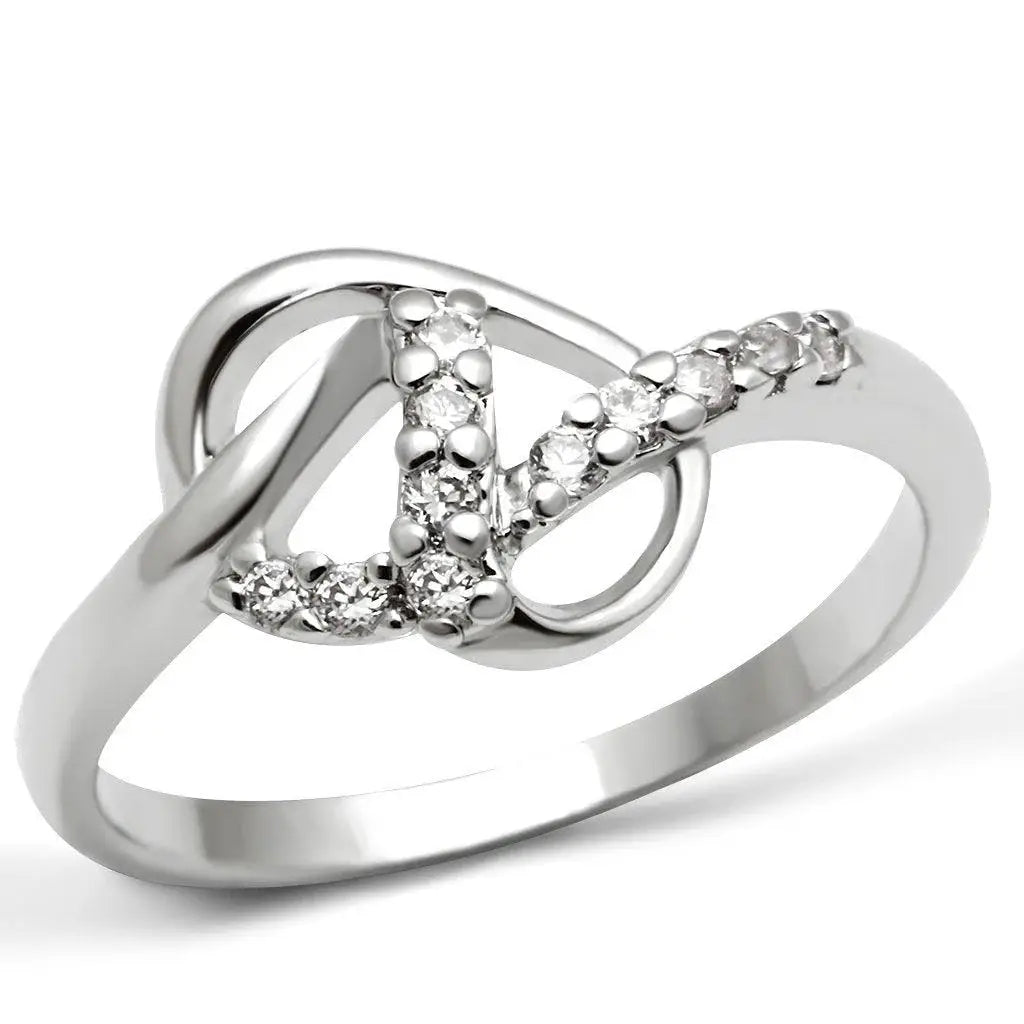 Alamode Rhodium Brass Ring with AAA Grade CZ in Clear - Alamode - Flyclothing LLC
