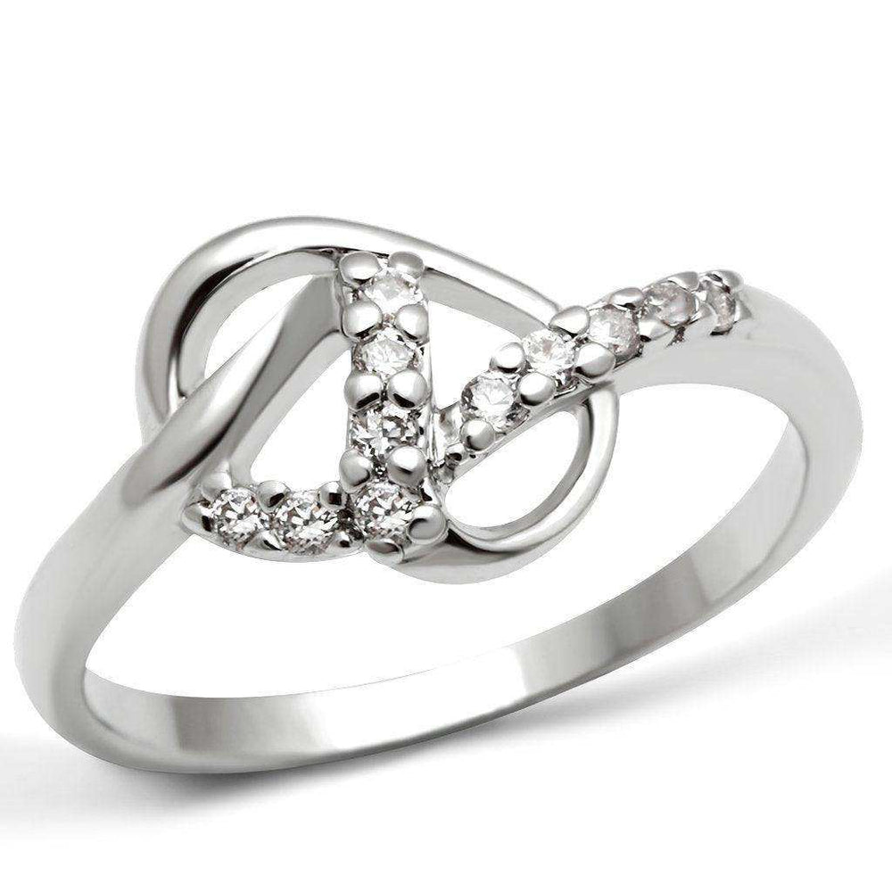 Alamode Rhodium Brass Ring with AAA Grade CZ in Clear - Alamode - Flyclothing LLC