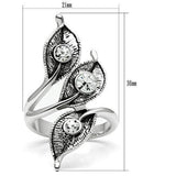 Alamode Rhodium Brass Ring with Top Grade Crystal in Clear - Alamode - Flyclothing LLC