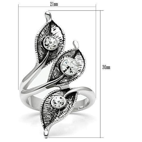 Alamode Rhodium Brass Ring with Top Grade Crystal in Clear - Alamode - Flyclothing LLC