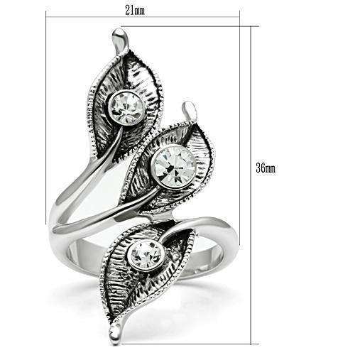 Alamode Rhodium Brass Ring with Top Grade Crystal in Clear - Alamode - Flyclothing LLC