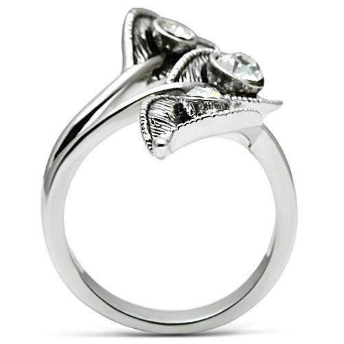Alamode Rhodium Brass Ring with Top Grade Crystal in Clear - Alamode - Flyclothing LLC