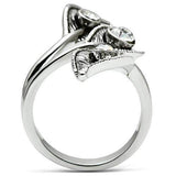 Alamode Rhodium Brass Ring with Top Grade Crystal in Clear - Alamode - Flyclothing LLC