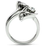 Alamode Rhodium Brass Ring with Top Grade Crystal in Clear - Alamode - Flyclothing LLC