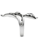 Alamode Rhodium Brass Ring with Top Grade Crystal in Clear - Alamode - Flyclothing LLC