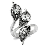 Alamode Rhodium Brass Ring with Top Grade Crystal in Clear - Alamode - Flyclothing LLC