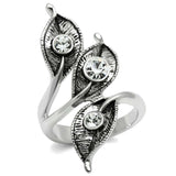Alamode Rhodium Brass Ring with Top Grade Crystal in Clear - Alamode - Flyclothing LLC