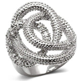 Alamode Rhodium Brass Ring with AAA Grade CZ in Clear - Alamode - Flyclothing LLC