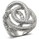 Alamode Rhodium Brass Ring with AAA Grade CZ in Clear - Alamode - Flyclothing LLC