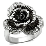 Alamode Rhodium Brass Ring with Top Grade Crystal in Clear - Alamode - Flyclothing LLC