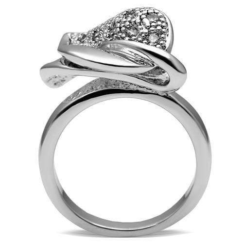 Alamode Rhodium Brass Ring with AAA Grade CZ in Clear - Alamode - Flyclothing LLC
