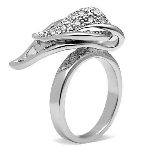 Alamode Rhodium Brass Ring with AAA Grade CZ in Clear - Alamode - Flyclothing LLC