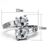 Alamode Rhodium Brass Ring with AAA Grade CZ in Clear - Alamode - Flyclothing LLC