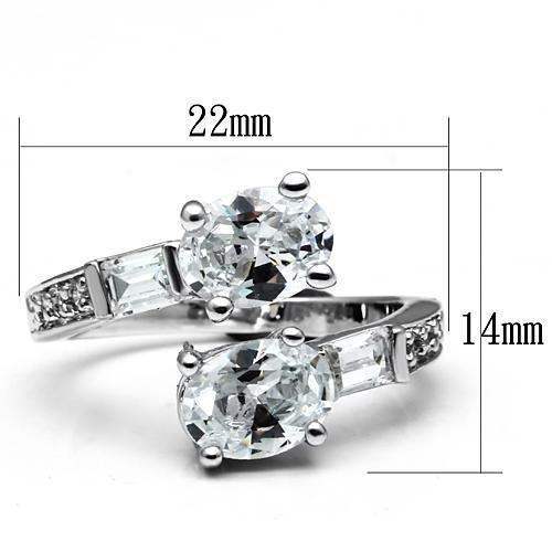 Alamode Rhodium Brass Ring with AAA Grade CZ in Clear - Alamode - Flyclothing LLC