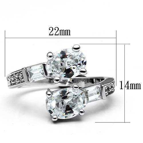 Alamode Rhodium Brass Ring with AAA Grade CZ in Clear - Alamode - Flyclothing LLC