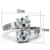 Alamode Rhodium Brass Ring with AAA Grade CZ in Clear - Alamode - Flyclothing LLC