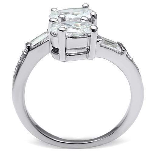 Alamode Rhodium Brass Ring with AAA Grade CZ in Clear - Alamode - Flyclothing LLC