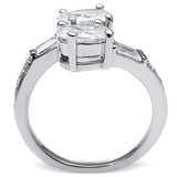 Alamode Rhodium Brass Ring with AAA Grade CZ in Clear - Alamode - Flyclothing LLC