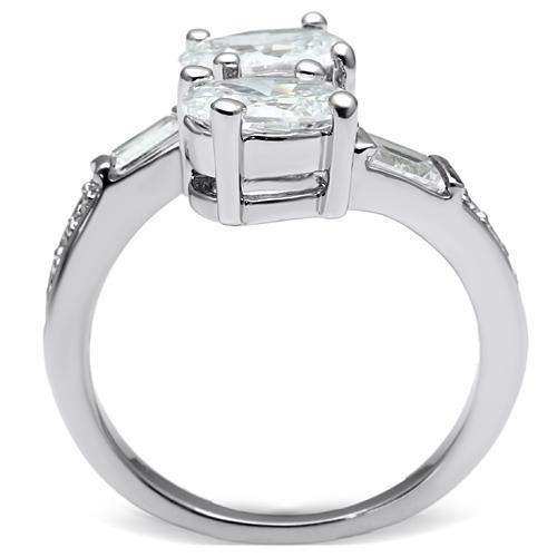 Alamode Rhodium Brass Ring with AAA Grade CZ in Clear - Alamode - Flyclothing LLC