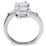 Alamode Rhodium Brass Ring with AAA Grade CZ in Clear - Alamode - Flyclothing LLC