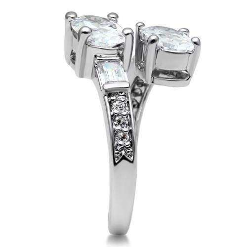 Alamode Rhodium Brass Ring with AAA Grade CZ in Clear - Alamode - Flyclothing LLC