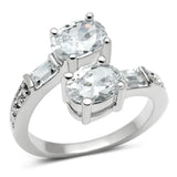 Alamode Rhodium Brass Ring with AAA Grade CZ in Clear - Alamode - Flyclothing LLC