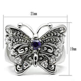Alamode Rhodium Brass Ring with AAA Grade CZ in Amethyst - Alamode