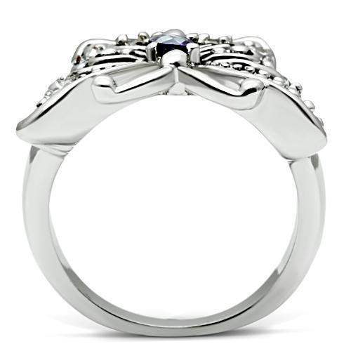Alamode Rhodium Brass Ring with AAA Grade CZ in Amethyst - Alamode - Flyclothing LLC