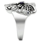 Alamode Rhodium Brass Ring with AAA Grade CZ in Amethyst - Alamode - Flyclothing LLC
