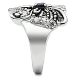 Alamode Rhodium Brass Ring with AAA Grade CZ in Amethyst - Alamode