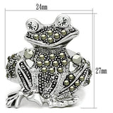 Alamode Rhodium Brass Ring with Top Grade Crystal in Clear - Alamode - Flyclothing LLC