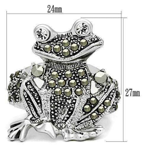 Alamode Rhodium Brass Ring with Top Grade Crystal in Clear - Alamode - Flyclothing LLC