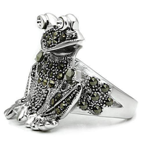 Alamode Rhodium Brass Ring with Top Grade Crystal in Clear - Alamode - Flyclothing LLC