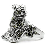 Alamode Rhodium Brass Ring with Top Grade Crystal in Clear - Alamode - Flyclothing LLC