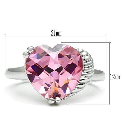 Alamode Rhodium Brass Ring with AAA Grade CZ in Rose - Alamode - Flyclothing LLC