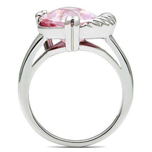 Alamode Rhodium Brass Ring with AAA Grade CZ in Rose - Alamode - Flyclothing LLC