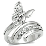 Alamode Rhodium Brass Ring with Top Grade Crystal in Clear - Alamode - Flyclothing LLC
