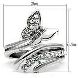 Alamode Rhodium Brass Ring with Top Grade Crystal in Clear - Alamode - Flyclothing LLC