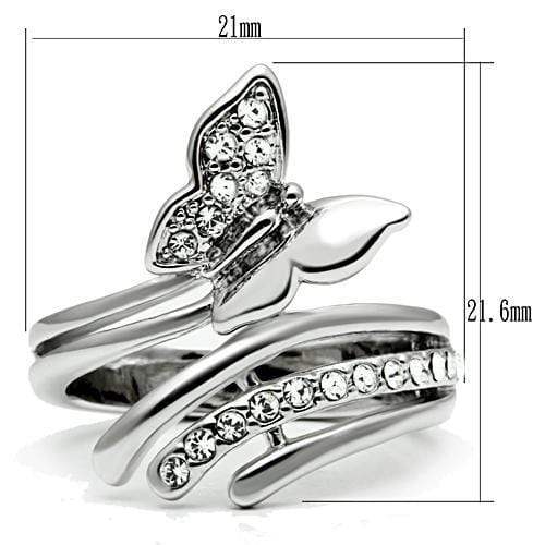 Alamode Rhodium Brass Ring with Top Grade Crystal in Clear - Alamode - Flyclothing LLC
