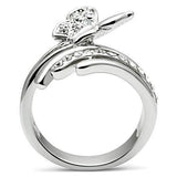 Alamode Rhodium Brass Ring with Top Grade Crystal in Clear - Alamode - Flyclothing LLC