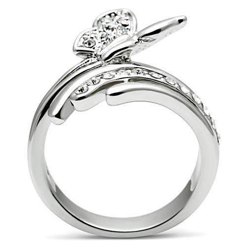 Alamode Rhodium Brass Ring with Top Grade Crystal in Clear - Alamode - Flyclothing LLC